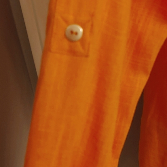 NWT Women's Laura Orange Button Down Shirt Viscose & Linen Blend Size 8 - Picture 6 of 11